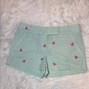 NWT J. Crew Green White Seersucker 
Lobster Embroidery City Fit Shorts
 Sz 8